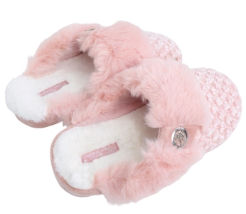 Różowe pakcie damskie po domu pantofle futerkowe zabudowane American