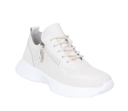 Beżowe skórzane adidasy damskie eleganckie i oddychające VINCEZA