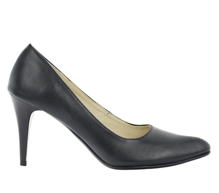 Czarne klasyczne szpilki ze skórzaną wkładką Polskie Azali