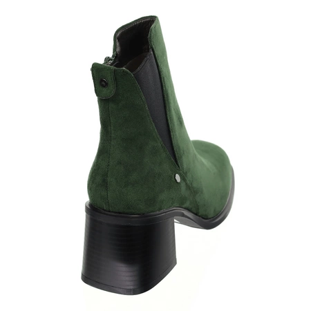 Zielone zamszowe botki damskie zimowe eleganckie i komfortowe Jezzi