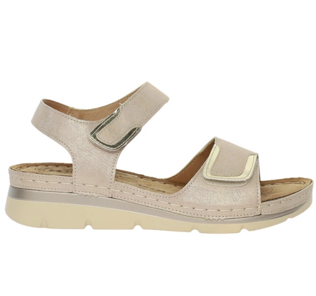Sandały beżowe komfortowe na rzepy Jezzi