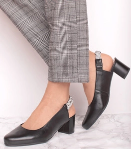 Czółenka damskie włoska skóra z odkrytą piętą Gino Fabiani - Produkt Polski