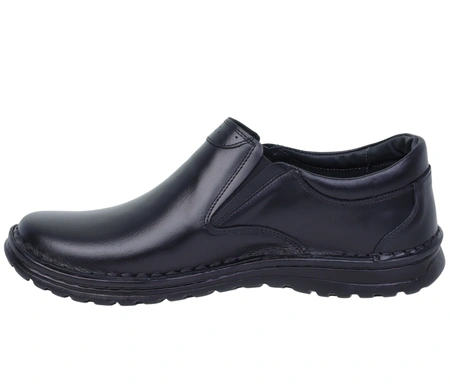 Męskie półbuty czarne skórzane wsuwane Activ