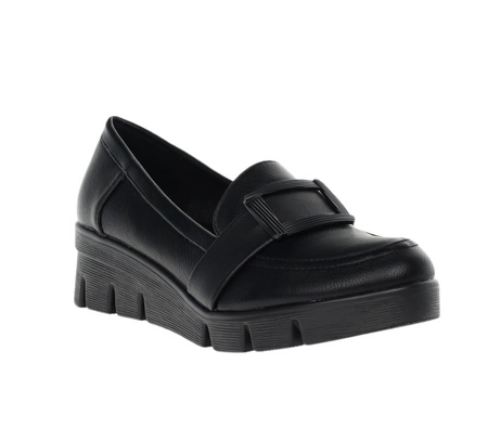 Komfortowe półbuty damskie wsuwane czółenka na niskiej koturnie Jezzi