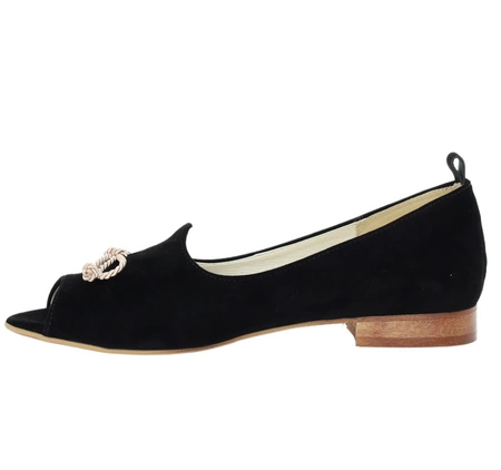 Czarne eleganckie baleriny z odkrytymi palcami od Azali
