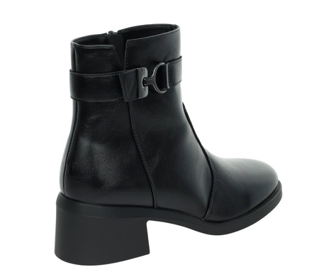 Czarne eleganckie buty zimowe na niskim obcasie ciepłe buty zimowe