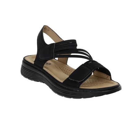 Czarne lekkie sandały damskie płaskie komfortowe na rzepy Jezzi