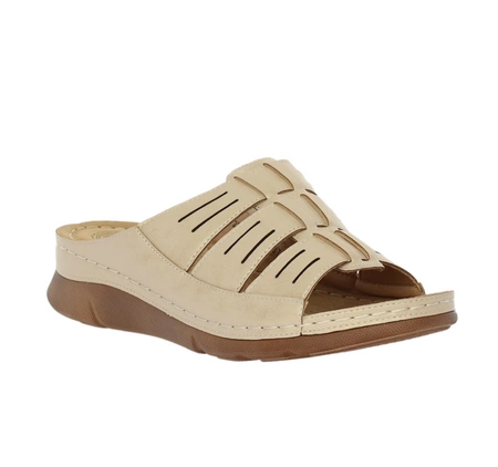 Beżowe zdrowotne klapki damskie szyte Jezzi