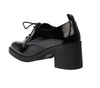 Czarne lakierowane półbuty damskie na obcadie i platformie sznurowane Jezzi