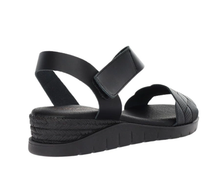 Czarne płaskie sandały damskie skórzane El Pimpi - Made in Spain