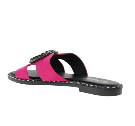 Fuksjowe eleganckie klapki damskie płaskie VINCEZA