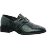 Półbuty oksfordy damskie wężowa skóra ciemnozielone Jezzi