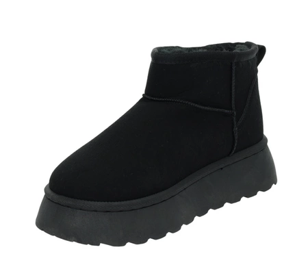 Czarne klasyczne emu zamszowe na platformie botki