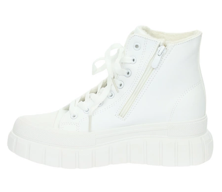 Białe trampki damskie ocieplane na platformie grubej podeszwie ROKOWE