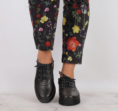 Skórzane adidasy damskie półbuty ciemnozielone Helios model 420