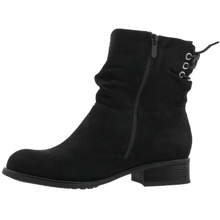 Czarne botki damskie płaskie zamszowe saszki Jezzi