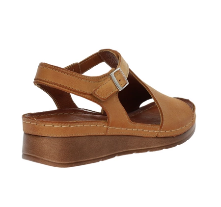 Brązowe skórzane sandały na komfortowej podeszwie Gino Fabiani