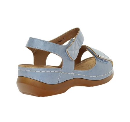 Zdrowotne sandały damskie regulowane na rzepy eleganckie i sportowe Jezzi