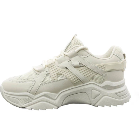 Modne sneakersy damskie beżowe NEWS