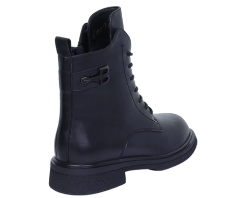 Czarne skórzane botki damskie garniturowe ocieplane sztyblety Gino Fabiani