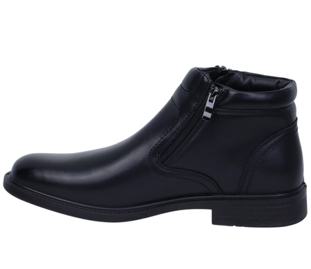 Czarne trzewiki męskie zimowe buty na zamek UNISOFT