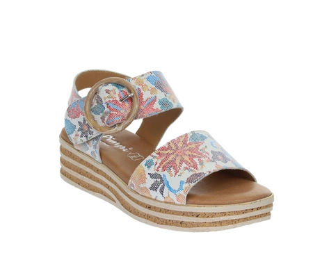 Kolorowe sandały damskie ze skóry naturalnej na grubej podeszwie Hiszpańskie El Pimpi