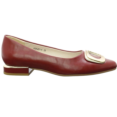 Bordowe baleriny damskie eleganckie z klamrą Jezzi