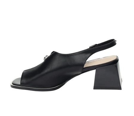 Czarne eleganckie sandały damskie na wygodnym szerokim obcasie Vinceza