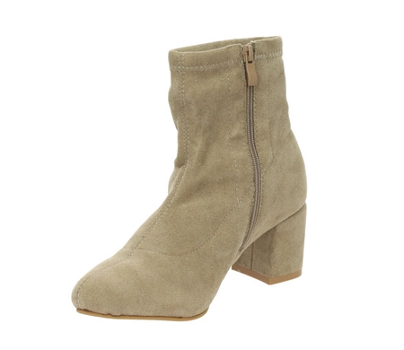 Beżowe zamszowe botki na wygodnym obcasie eleganckie Mirabel