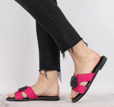 Fuksjowe eleganckie klapki damskie płaskie VINCEZA