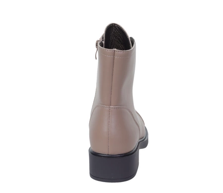 Beżowe skórzane botki damskie ocieplane na płaskie podeszwie Jezzi