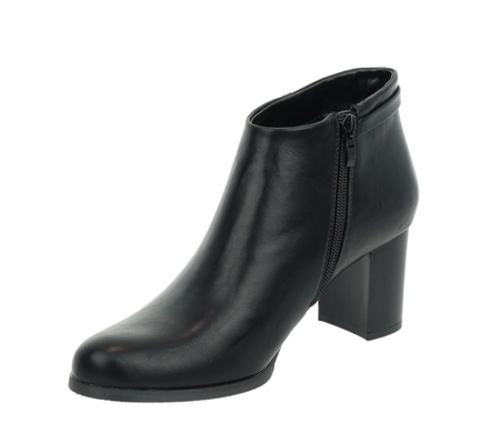 Czarne eleganckie botki do kostki na obcasie ocieplane Jezzi