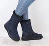 Granatowe wysokie śniegowce damskie na zamek buty termiczne Jezzi