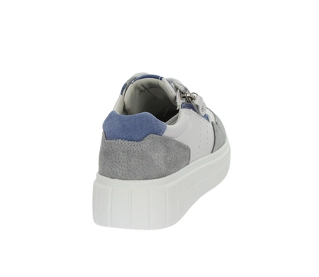 Skórzane adidasy damskie na zamek białe na platformie Jezzi