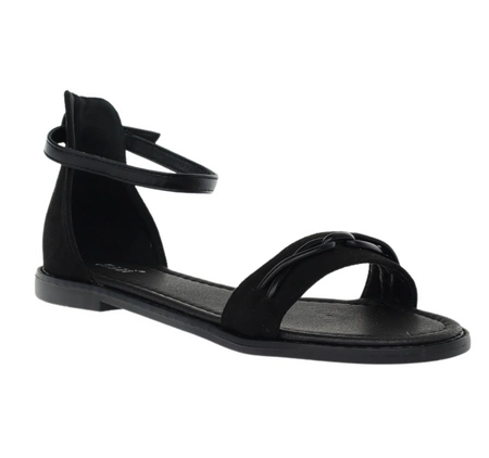 Czarne płaskie sandały z zakrytą piętą od Jezzi