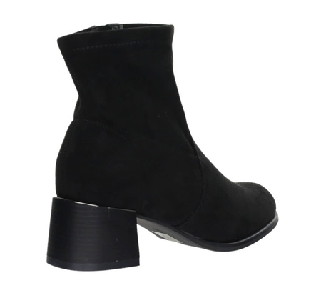 Eleganckie botki czarne zamszowe na obcasie ocieplane Jezzi