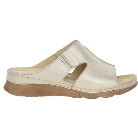 Zdrowotne szyte klapki damskie skórzane eleganckie Gino Fabiani - Produkt Polski