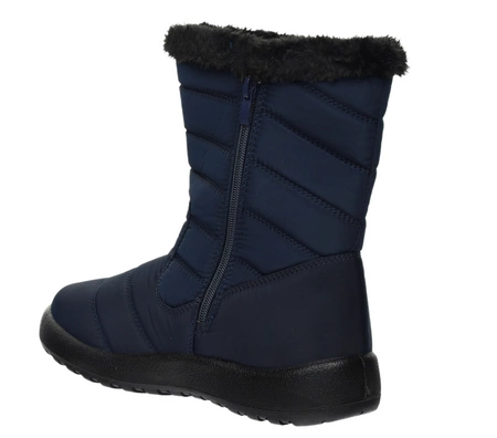 Granatowe wysokie śniegowce damskie na zamek buty termiczne Jezzi
