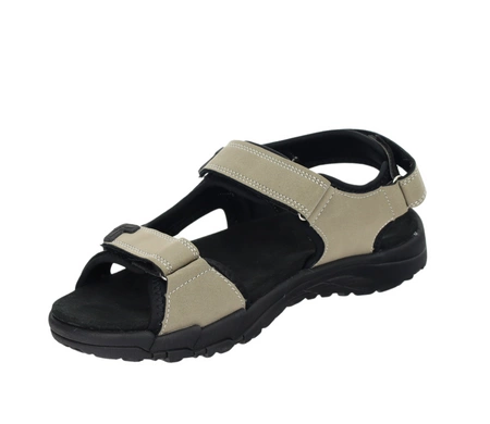 Męskie sandały na rzepy sportowe z czarną skórzaną wkładką American