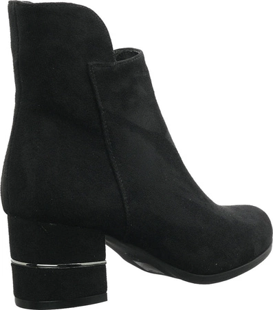 Czarne zamszowe botki damskie na klocku Jezzi