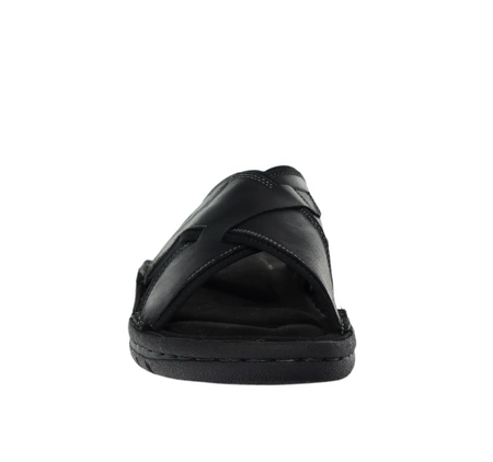 Komfortowe czarne skórzane klapki męskie American Club