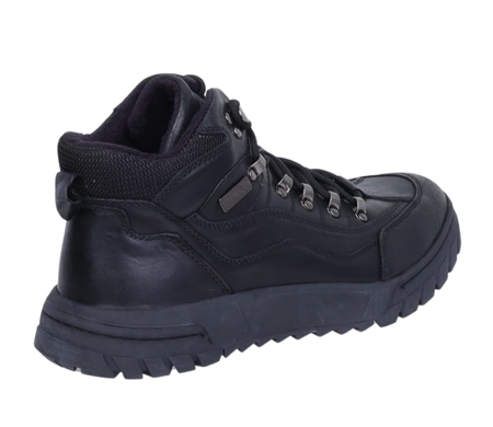 Czarne skórzane buty zimowe męskie trapery ocieplane sportowe American Club