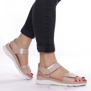 Sandały damskie skórzane na rzepy na co dzień szyte Gino Fabiani - Produkt Polski