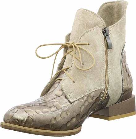 Beżowe botki damskie płaskie skórzane Massimo Lucchesi 2878