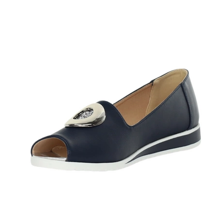 Granatowe czółenka płaskie z odkrytymi palcami Jezzi