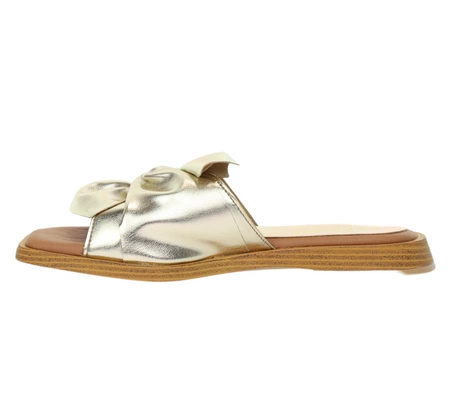 Eleganckie hiszpańskie klapki damskie płaskie z kokardą El Pimpi - Made in Spain