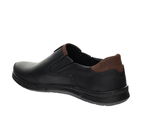 Czarne skórzane półbuty męskie wsuwane kościelne komfortowe POLBUT