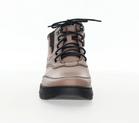 Skórzane półbuty damskie zimowe ocieplane Helios