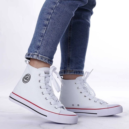 Białe trampki wysokie do kostki sznurowane American Club