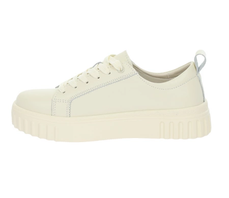 Beżowe skórzane adidasy damskie na platformie półbuty PREMIUM